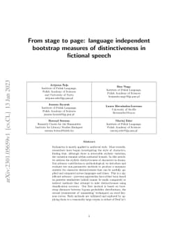 From stage to page: language independent bootstrap measures of
  distinctiveness in fictional speech