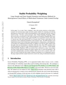 Stable Probability Weighting: Large-Sample and Finite-Sample Estimation
  and Inference Methods for Heterogeneous Causal Effects of Multivalued
  Treatments Under Limited Overlap