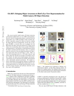 OA-BEV: Bringing Object Awareness to Bird's-Eye-View Representation for
  Multi-Camera 3D Object Detection