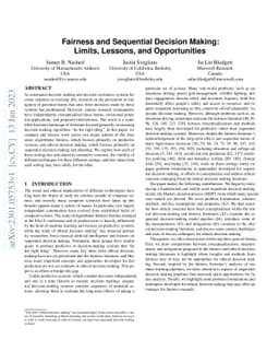 Fairness and Sequential Decision Making: Limits, Lessons, and
  Opportunities