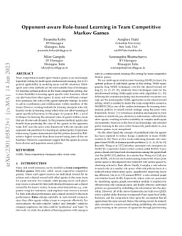 Opponent-aware Role-based Learning in Team Competitive Markov Games
