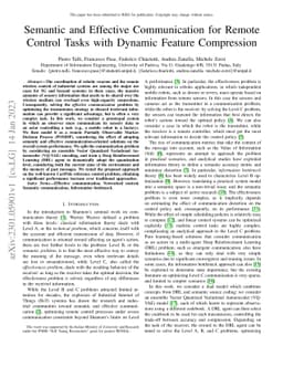 Semantic and Effective Communication for Remote Control Tasks with
  Dynamic Feature Compression