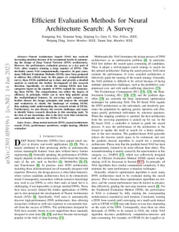 Efficient Evaluation Methods for Neural Architecture Search: A Survey