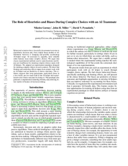 The Role of Heuristics and Biases During Complex Choices with an AI
  Teammate