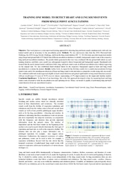 Training one model to detect heart and lung sound events from single
  point auscultations