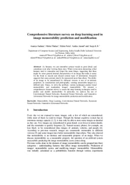 Comprehensive Literature Survey on Deep Learning used in Image
  Memorability Prediction and Modification