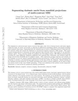 Segmenting thalamic nuclei from manifold projections of multi-contrast
  MRI