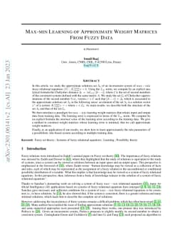 Max-min Learning of Approximate Weight Matrices from Fuzzy Data