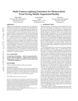 Multi-Camera Lighting Estimation for Photorealistic Front-Facing Mobile
  Augmented Reality