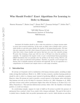 Who Should Predict? Exact Algorithms For Learning to Defer to Humans