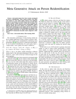 Meta Generative Attack on Person Reidentification