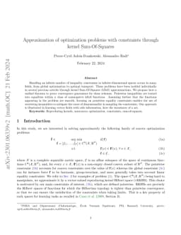Approximation of optimization problems with constraints through kernel
  Sum-Of-Squares