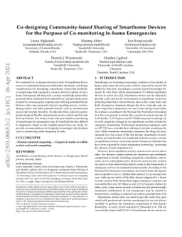 Co-designing Community-based Sharing of Smarthome Devices for the
  Purpose of Co-monitoring In-home Emergencies