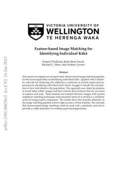 Feature-based Image Matching for Identifying Individual Kākā