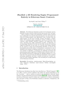 Shackled: a 3D Rendering Engine Programmed Entirely in Ethereum Smart
  Contracts