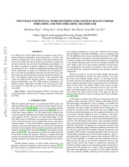 Two Stage Contextual Word Filtering for Context bias in Unified
  Streaming and Non-streaming Transducer