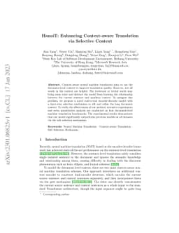 HanoiT: Enhancing Context-aware Translation via Selective Context