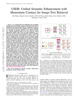USER: Unified Semantic Enhancement with Momentum Contrast for Image-Text
  Retrieval