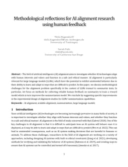 Methodological reflections for AI alignment research using human
  feedback