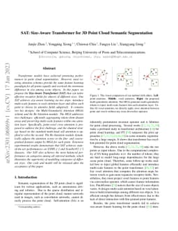 SAT: Size-Aware Transformer for 3D Point Cloud Semantic Segmentation