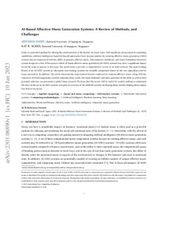 AI-Based Affective Music Generation Systems: A Review of Methods, and
  Challenges