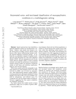 Automated speech- and text-based classification of neuropsychiatric
  conditions in a multidiagnostic setting