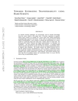 Towards Estimating Transferability using Hard Subsets