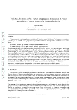 From Risk Prediction to Risk Factors Interpretation. Comparison of
  Neural Networks and Classical Statistics for Dementia Prediction
