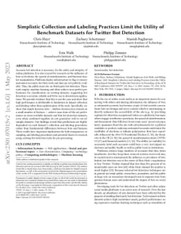 Simplistic Collection and Labeling Practices Limit the Utility of
  Benchmark Datasets for Twitter Bot Detection