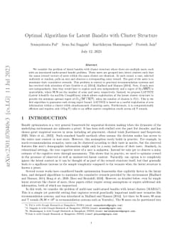 Optimal Algorithms for Latent Bandits with Cluster Structure