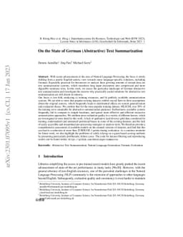 On the State of German (Abstractive) Text Summarization