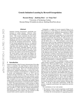 Genetic Imitation Learning by Reward Extrapolation