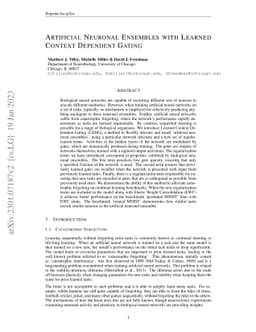 Artificial Neuronal Ensembles with Learned Context Dependent Gating
