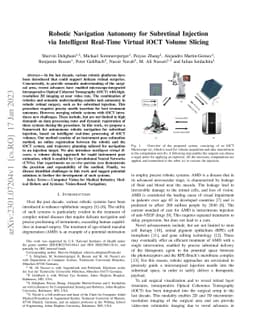 Robotic Navigation Autonomy for Subretinal Injection via Intelligent
  Real-Time Virtual iOCT Volume Slicing