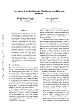 Curriculum Script Distillation for Multilingual Visual Question
  Answering