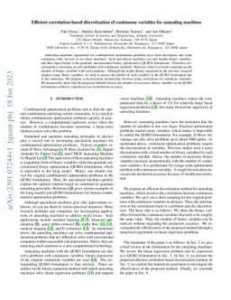 Efficient correlation-based discretization of continuous variables for
  annealing machines