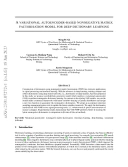 A variational autoencoder-based nonnegative matrix factorisation model
  for deep dictionary learning