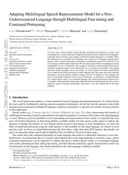 Adapting Multilingual Speech Representation Model for a New,
  Underresourced Language through Multilingual Fine-tuning and Continued
  Pretraining