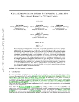 Class Enhancement Losses with Pseudo Labels for Zero-shot Semantic
  Segmentation