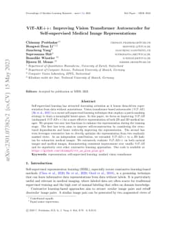 ViT-AE++: Improving Vision Transformer Autoencoder for Self-supervised
  Medical Image Representations