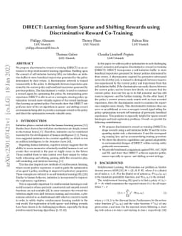 DIRECT: Learning from Sparse and Shifting Rewards using Discriminative
  Reward Co-Training