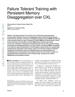Failure Tolerant Training with Persistent Memory Disaggregation over CXL