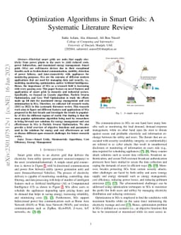 Optimization Algorithms in Smart Grids: A Systematic Literature Review