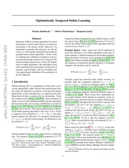 Optimistically Tempered Online Learning