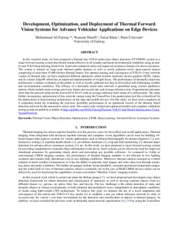 Development, Optimization, and Deployment of Thermal Forward Vision
  Systems for Advance Vehicular Applications on Edge Devices