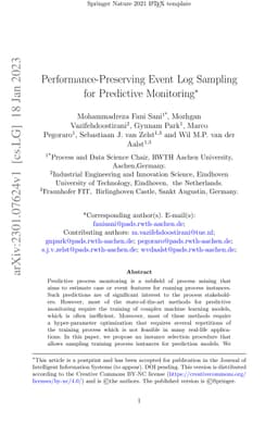 Performance-Preserving Event Log Sampling for Predictive Monitoring