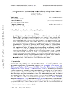 Non-parametric identifiability and sensitivity analysis of synthetic
  control models