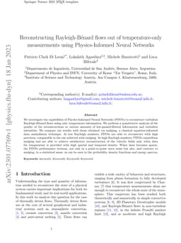 Reconstructing Rayleigh-Benard flows out of temperature-only
  measurements using Physics-Informed Neural Networks