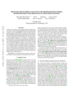 From English to More Languages: Parameter-Efficient Model Reprogramming
  for Cross-Lingual Speech Recognition