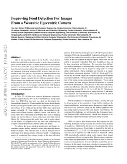 Improving Food Detection For Images From a Wearable Egocentric Camera